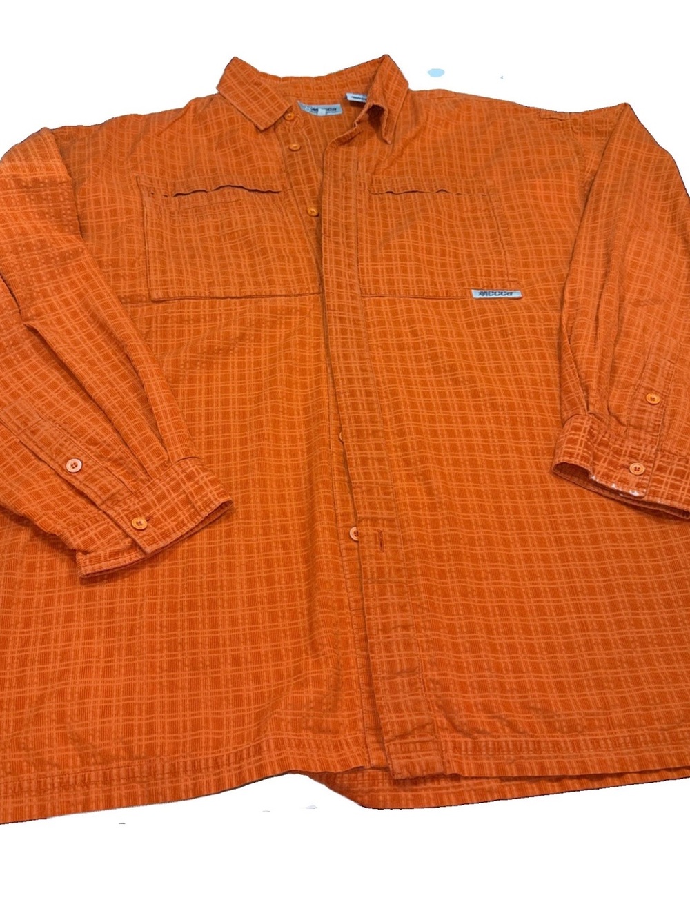 Vintage Mecca USA XXL Men's Shirt, Orange Long Sleeves, Button Down 90’s Hip-hop